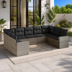 Comfortable 9-Piece Grey Sofa Set for Outdoor Use