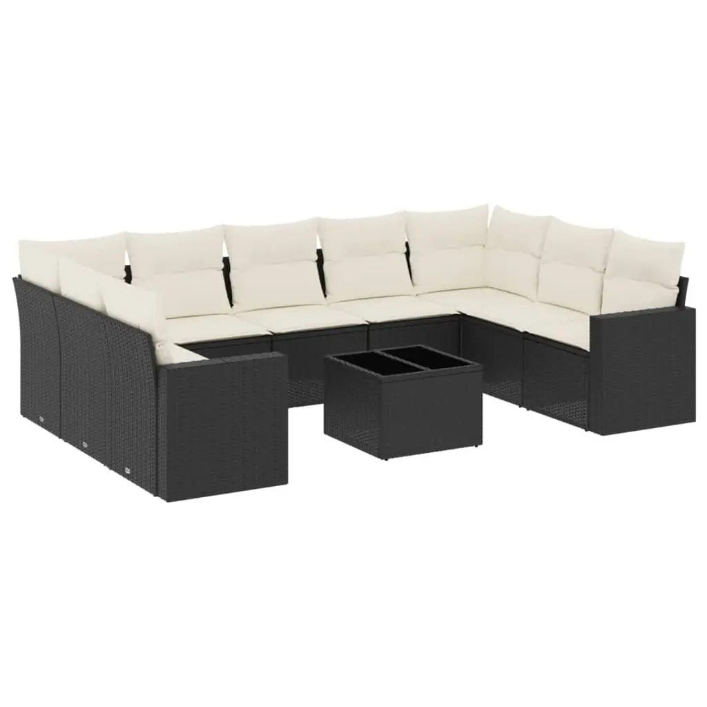 10 Piece Garden Sofa Set Outdoor Patio Furniture Cushions Black