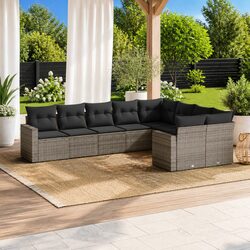 Comfortable 9 Piece Grey Rattan Garden Sofa Set
