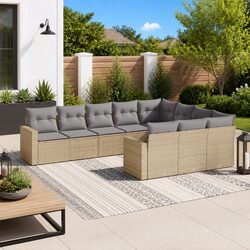 Comfort and Value: 10-Piece Beige Outdoor Sofa Set