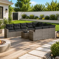 Comfortable Grey Garden Sofa Set - 11 Pieces