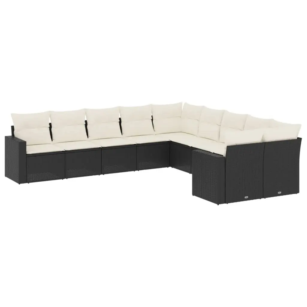 Garden Sofa Set Outdoor Furniture 10 Piece Black Poly Rattan Patio Lounge