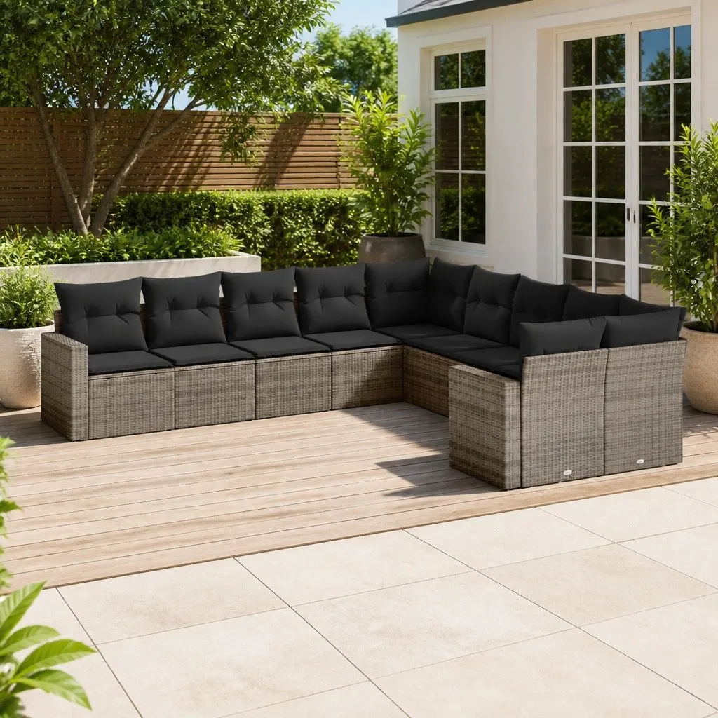 Garden Sofa Set 10 Piece Outdoor Furniture Patio Seating Grey