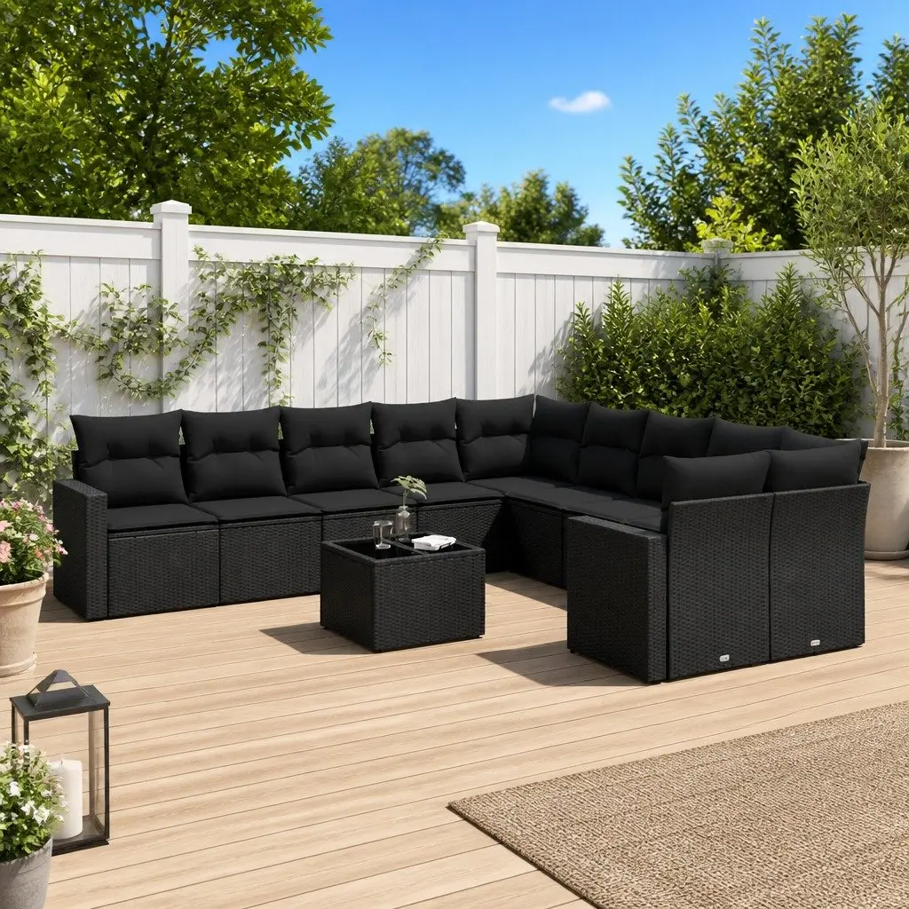 Garden Sofa Set 11 Piece Outdoor Furniture Patio Seating Black