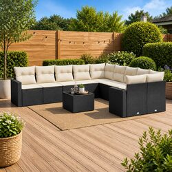 Comfortable and Versatile 11-Piece Black Garden Sofa Set