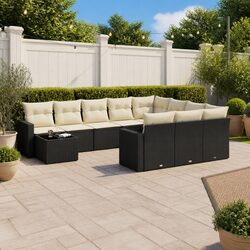 Comfortable 11 Piece Black Outdoor Sofa Set for Relaxation