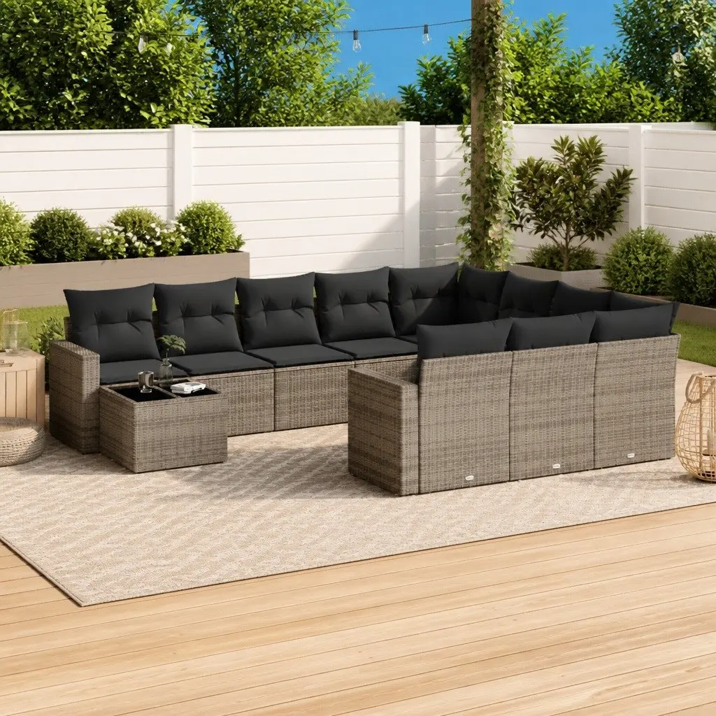 Garden Sofa Set 11 Piece Outdoor Furniture Grey Poly Rattan Patio Lounge