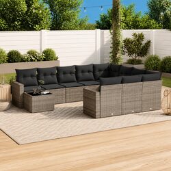 Comfortable 11 Piece Outdoor Sofa Set in Grey Rattan