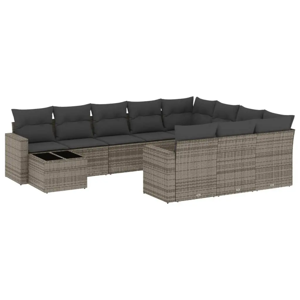 Garden Sofa Set 11 Piece Outdoor Furniture Grey Poly Rattan Patio Lounge