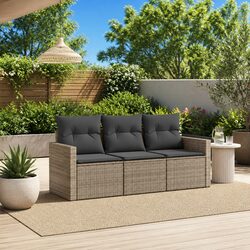 Comfortable and Practical 3 Piece Grey Rattan Garden Sofa Set