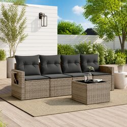 Comfortable 5 Piece Grey Sofa Set for Outdoor Relaxation
