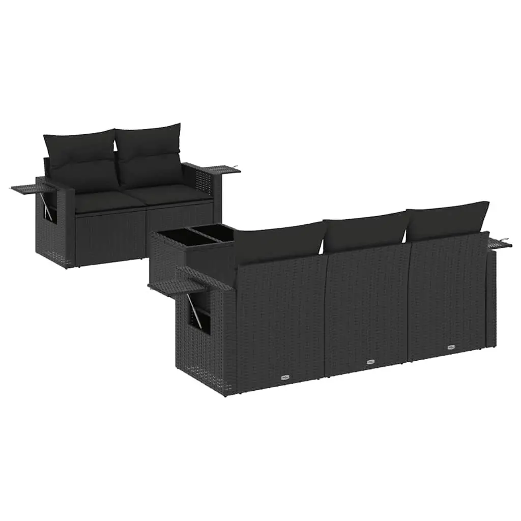 Garden Sofa Set 6 Piece Outdoor Furniture Patio Seating Black with Cushions