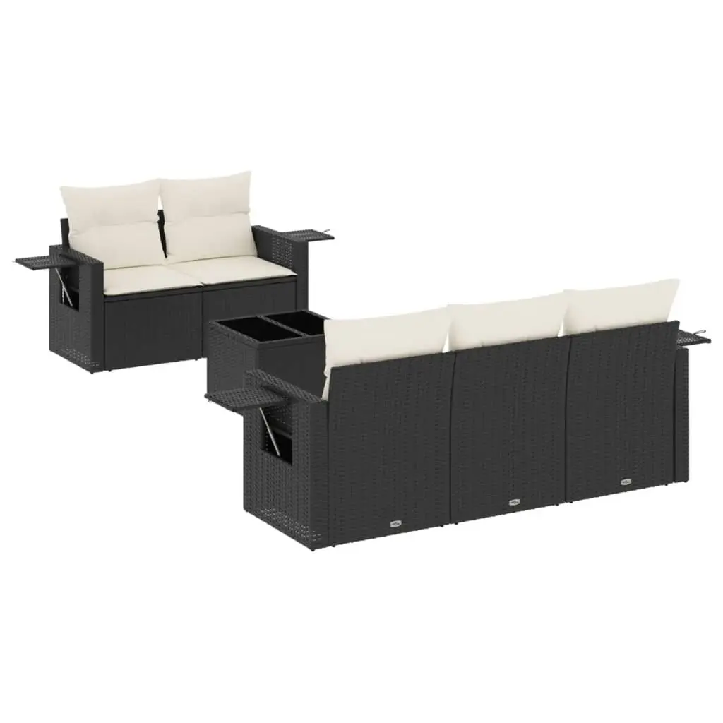Garden Sofa Set Outdoor Furniture 6 Piece Patio Lounge Black with Cushions