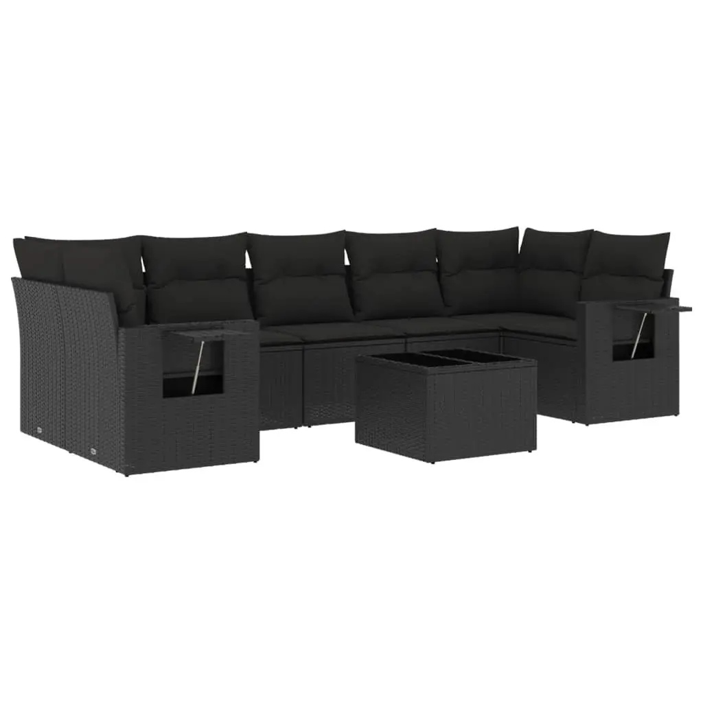 Garden Sofa Set 8 Piece Outdoor Furniture Modular Black Rattan Patio Lounge