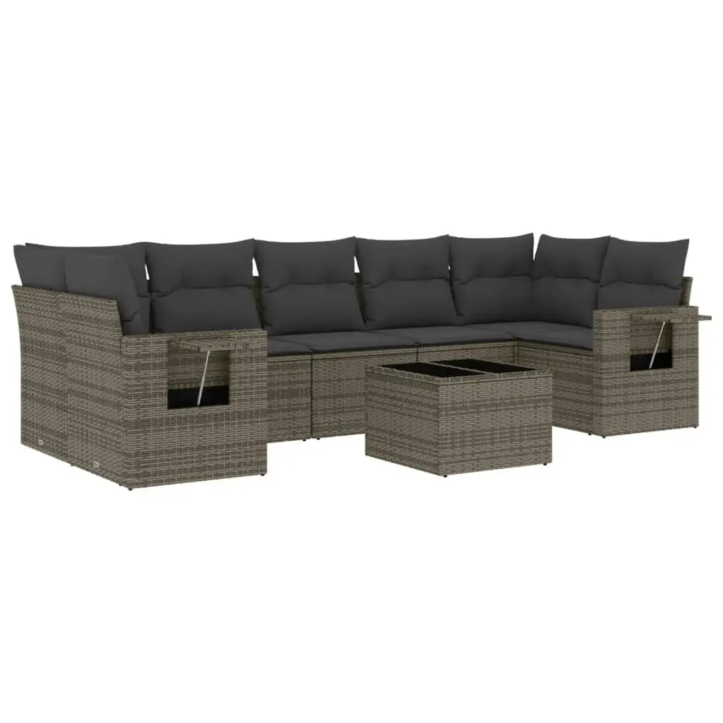 8 Piece Garden Sofa Set with Cushions Grey Outdoor Furniture Patio Sectional
