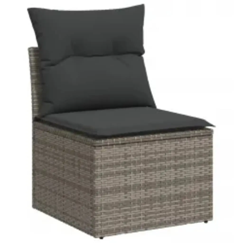 8 Piece Garden Sofa Set with Cushions Grey Outdoor Furniture Patio Sectional
