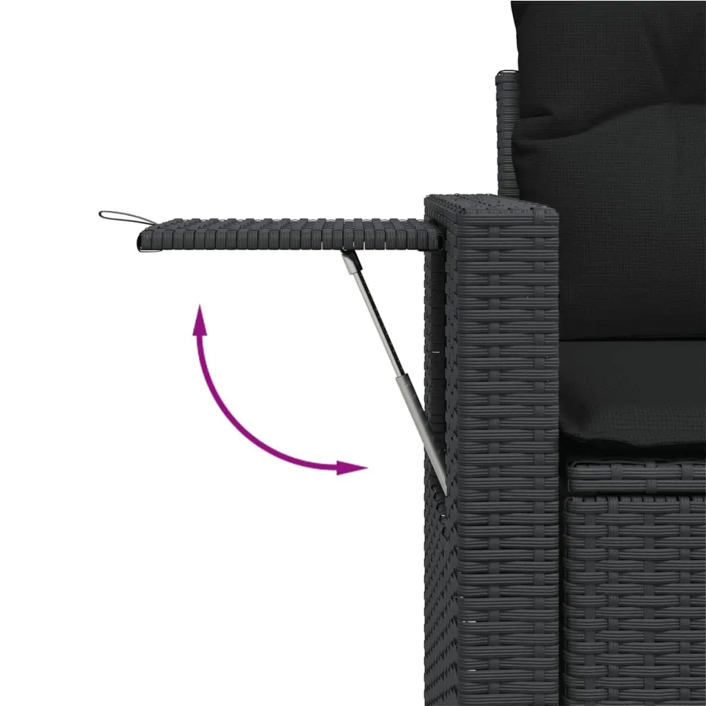 Garden Sofa Set 9 Piece Outdoor Furniture Modular Lounge Black Poly Rattan