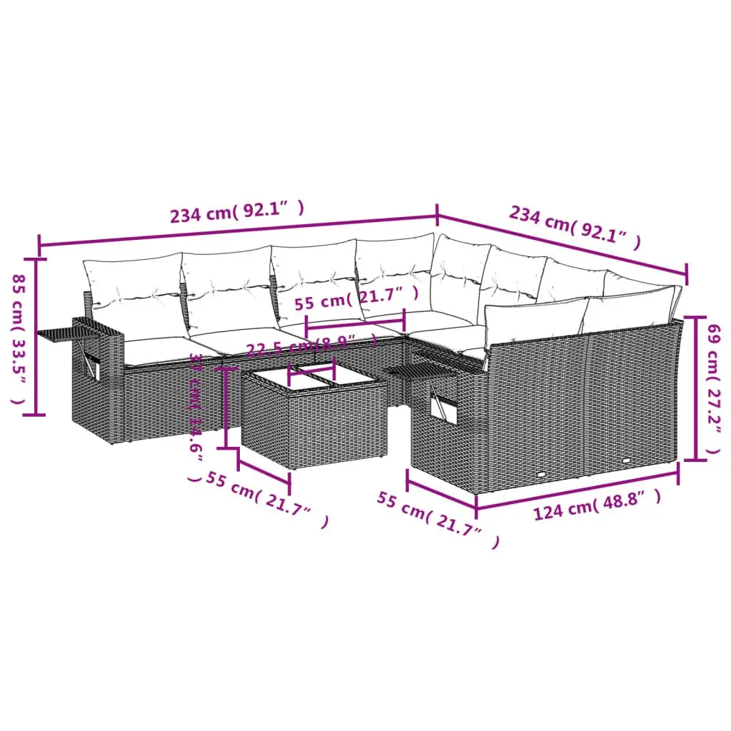 9 Piece Outdoor Sofa Set