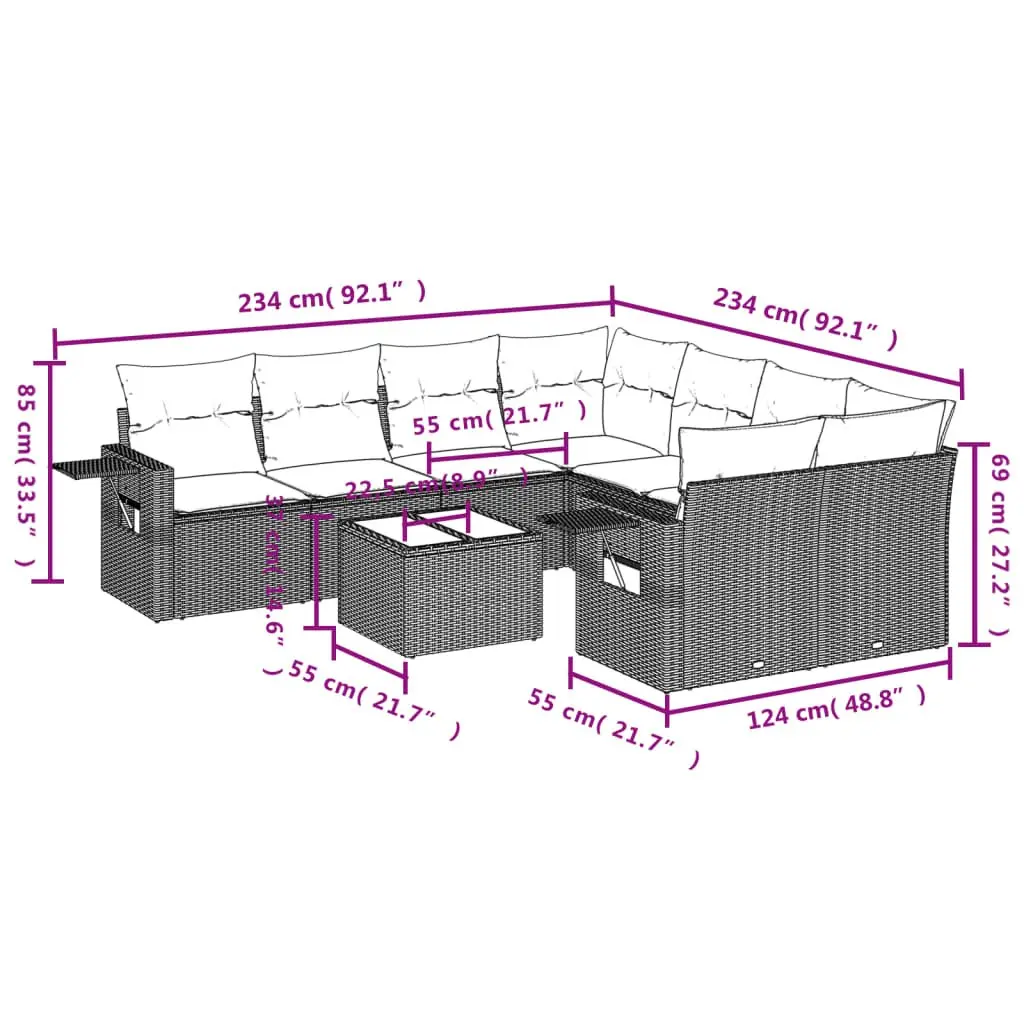 9 Piece Outdoor Sofa Set with Comfort Focus