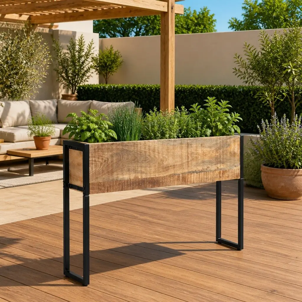 Wooden Planter Raised Garden Bed 90x20x68 cm Brown