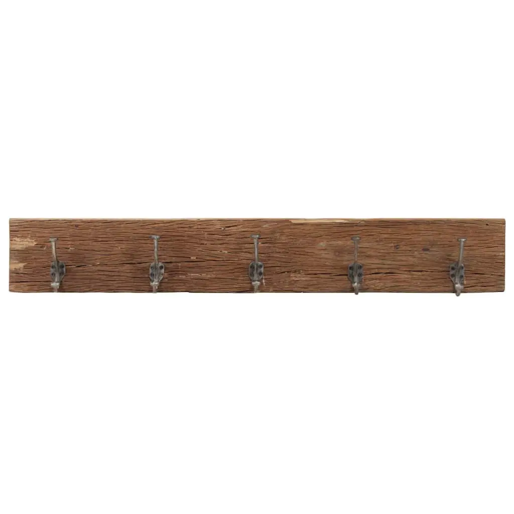 Coat Rack Hall Hanger 5 Hooks Solid Reclaimed Wood Brown