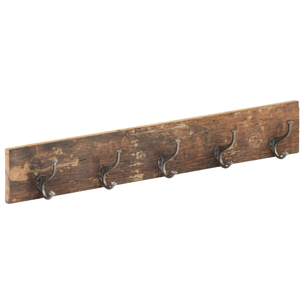 Coat Rack Hall Hanger 5 Hooks Solid Reclaimed Wood Brown