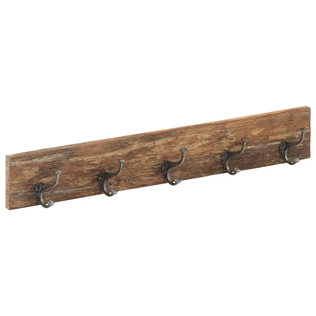 Coat Rack Hall Hanger 5 Hooks Solid Reclaimed Wood Brown
