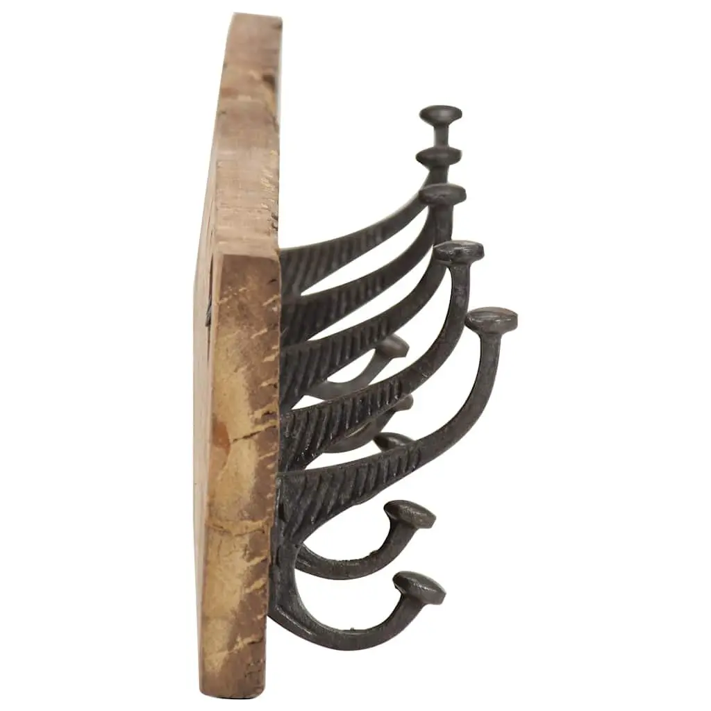 Coat Rack Hall Hanger 5 Hooks Solid Reclaimed Wood Brown