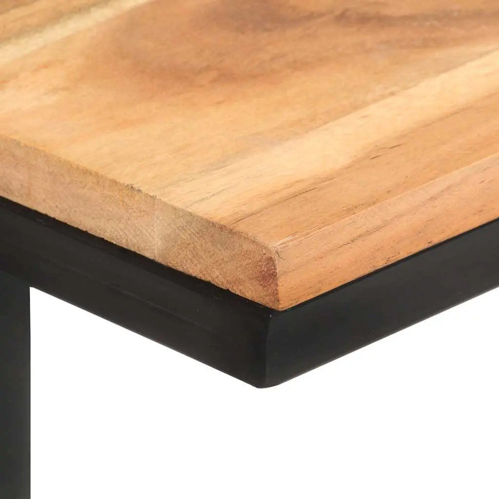 Solid Wood Table with Iron Legs in Brown