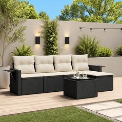 Reliable Black Rattan 6 Piece Sofa Set for Outdoors