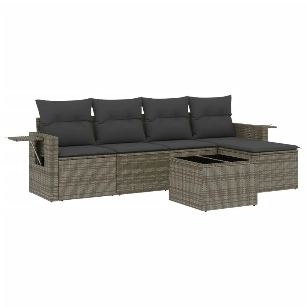 Garden Sofa Set Outdoor Furniture 6 Piece Modular Grey Poly Rattan Patio Lounge