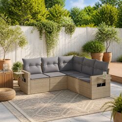 Comfortable 5 Piece Garden Sofa Set in Beige