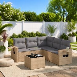 Comfortable 6-Piece Garden Sofa Set in Beige