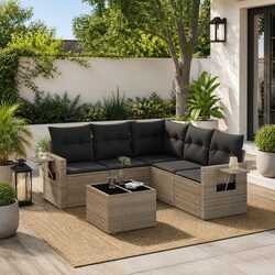 Comfortable and Practical Grey 6 Piece Garden Sofa Set