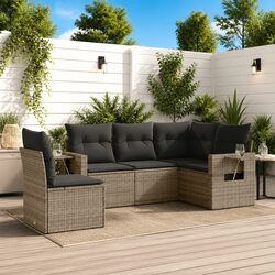 Affordable 5 Piece Garden Sofa Set in Grey for Comfort