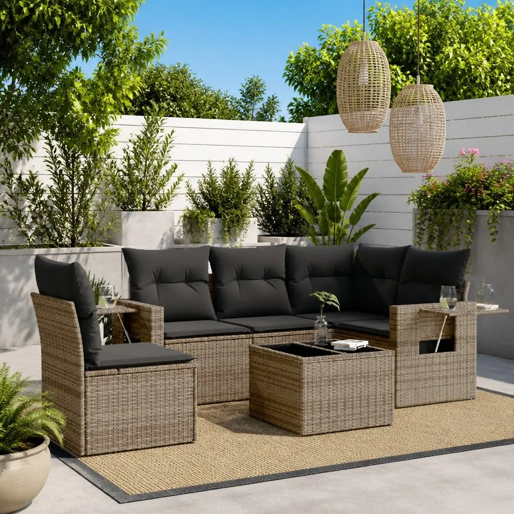 6 Piece Grey Garden Sofa Set
