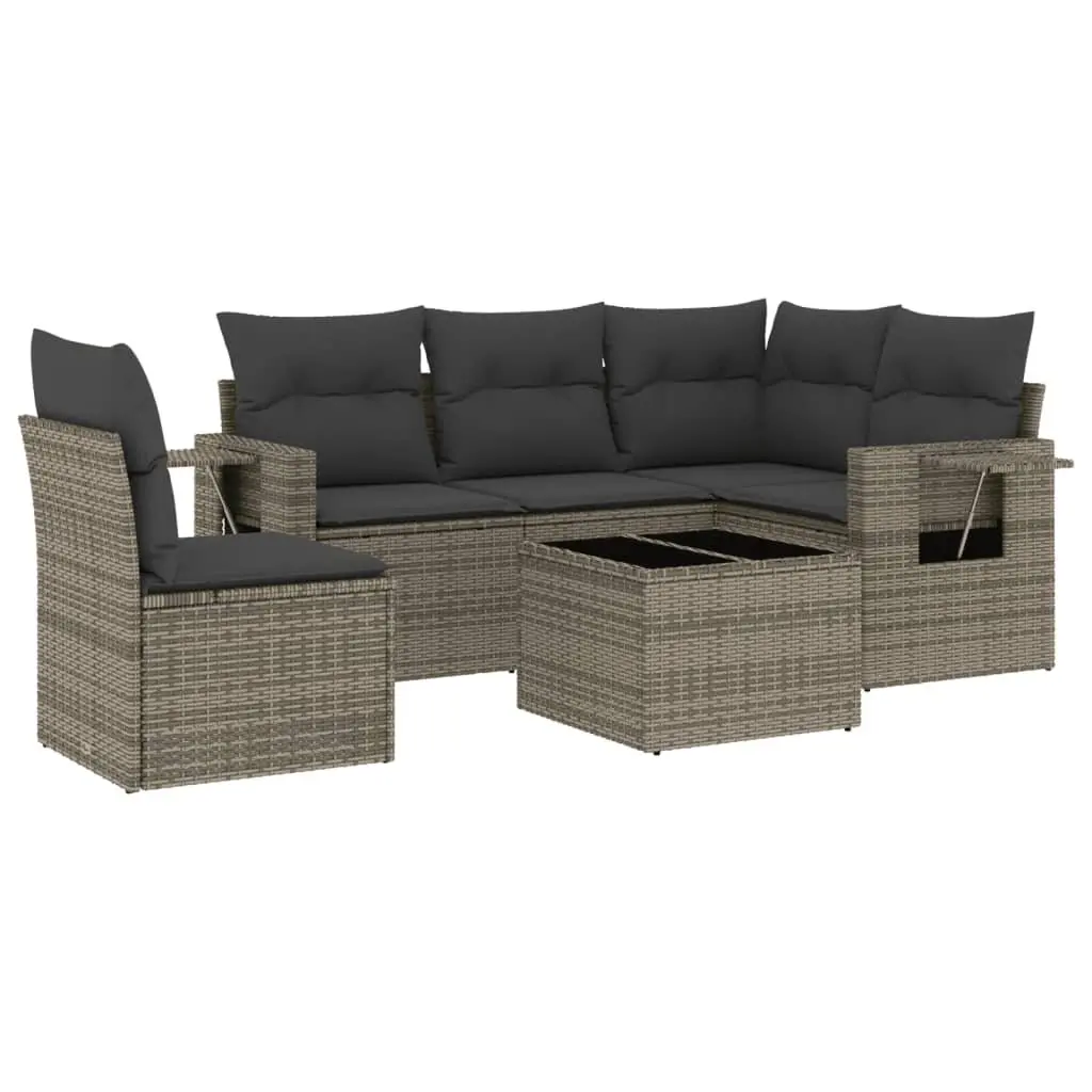 6 Piece Grey Garden Sofa Set