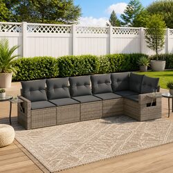 Comfortable and Stylish: 6-Piece Grey Garden Sofa Set