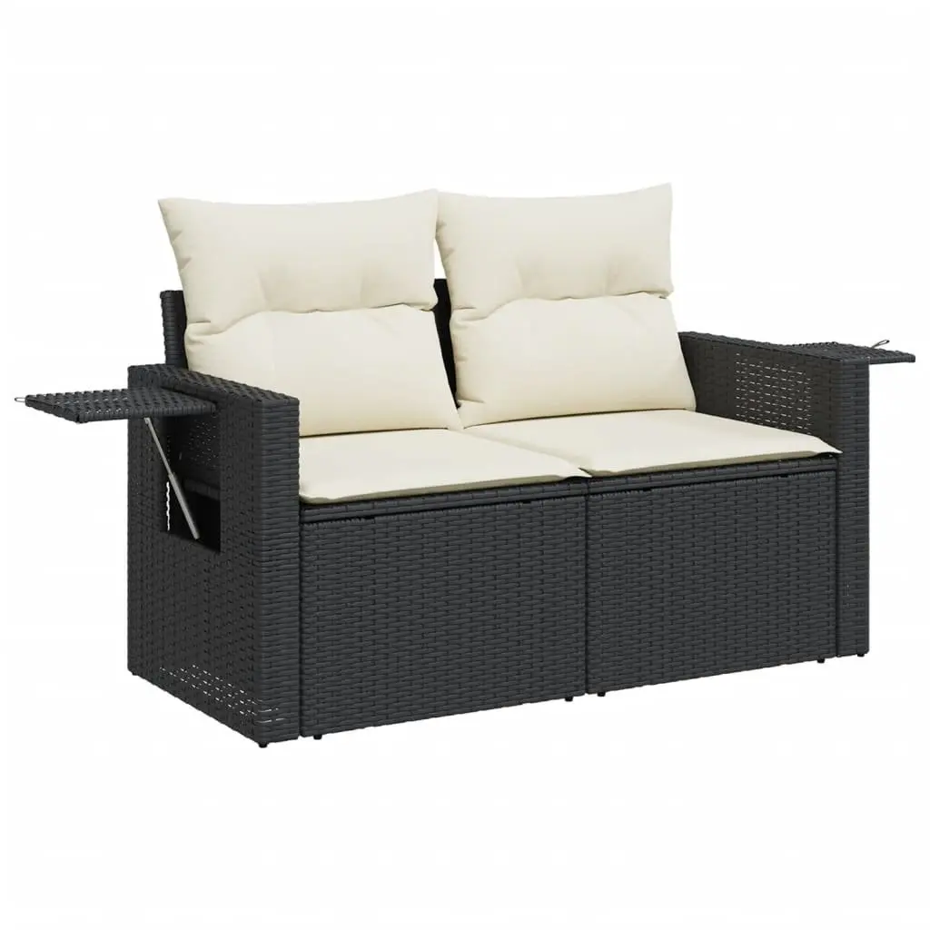 Garden Sofa Set Modular Outdoor Furniture 6 Piece Black Poly Rattan
