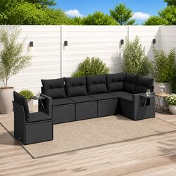 Comfortable 6 Piece Black Garden Sofa Set for Outdoor Spaces