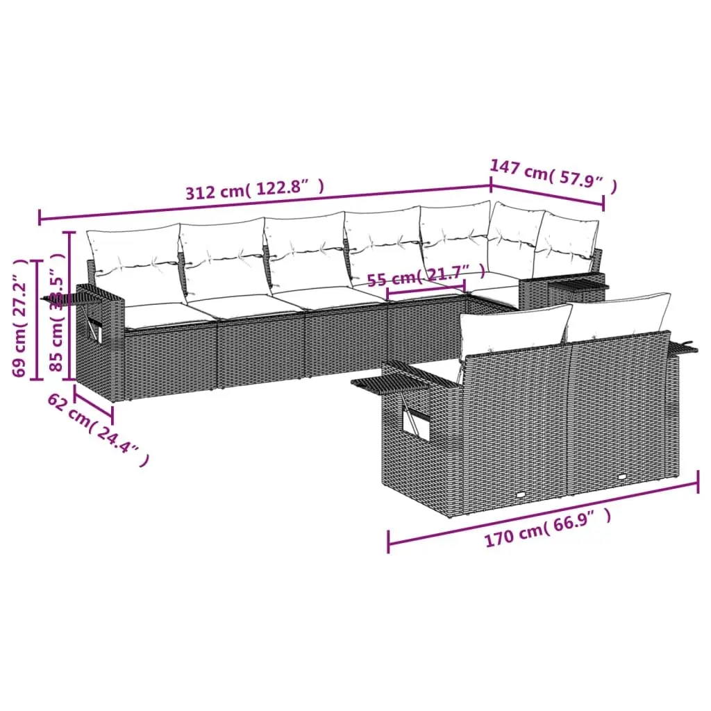 8 Piece Garden Sofa Set for Lasting Enjoyment