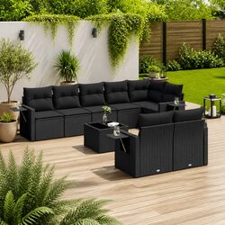 Comfortable and Durable 9 Piece Black Patio Sofa Set