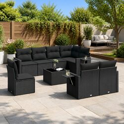 Comfortable 9 Piece Black Rattan Sofa Set for Your Space