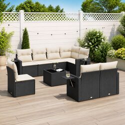 Warm and Inviting 9 Piece Black Rattan Sofa Set