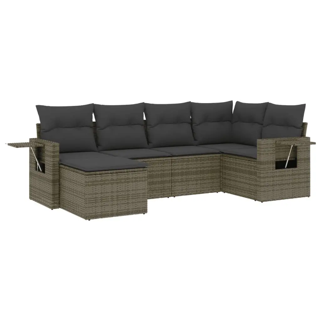 Garden Sofa Set Modular Outdoor Living 6 Piece Grey Poly Rattan