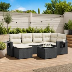 Comfortable 7-Piece Black Rattan Outdoor Sofa Set