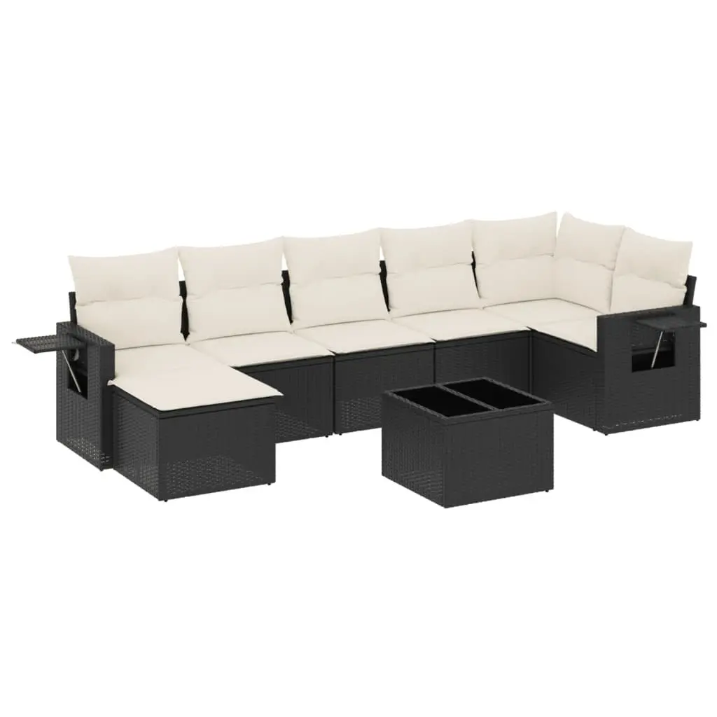 Garden Sofa Set 8 Piece Outdoor Furniture Black Poly Rattan Modular Patio