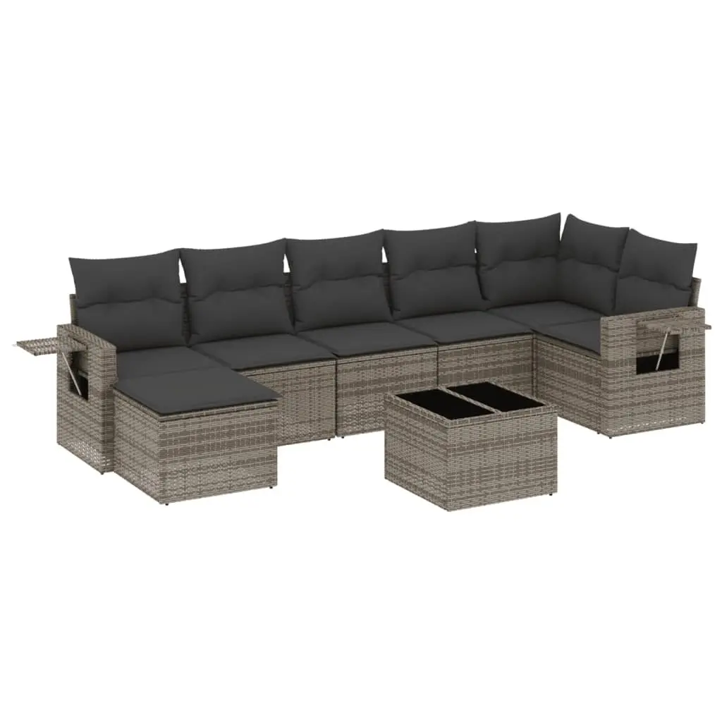 8 Piece Garden Sofa Set Grey Poly Rattan Outdoor Furniture Patio Lounge Cushions