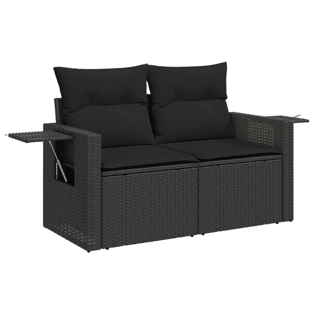Garden Sofa Set Modular Outdoor Furniture 6 Piece Black Poly Rattan