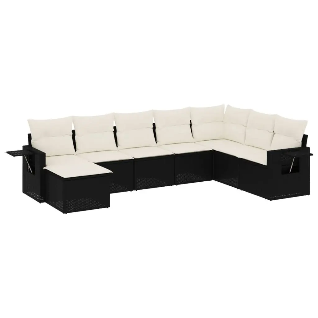 Garden Sofa Set 8 Piece Outdoor Furniture Patio Lounge Black Poly Rattan Modular